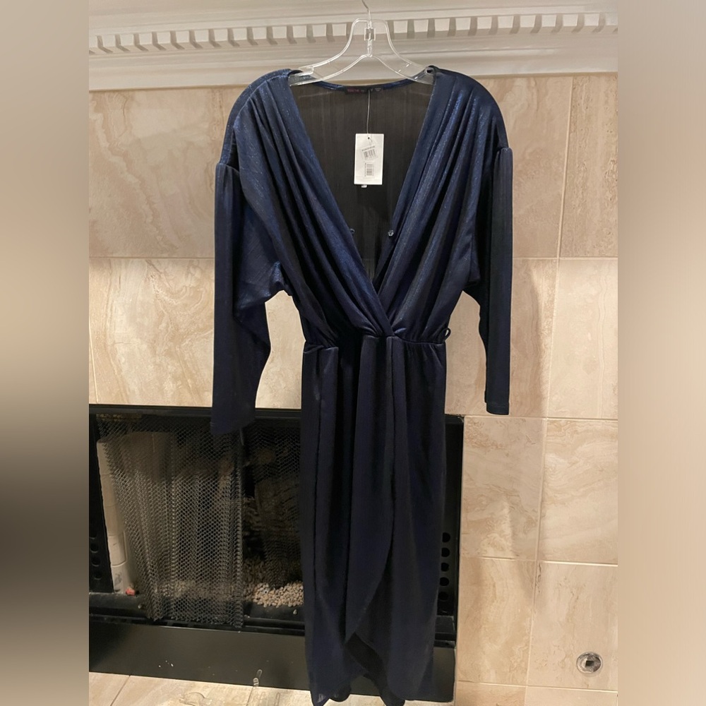 Colbat and Black Glittery Dress